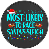 MOST LIKELY TO RACE SANTAS SLEIGH BLACK CARBON FIBER TIRE COVER