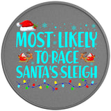 MOST LIKELY TO RACE SANTAS SLEIGH SILVER CARBON FIBER TIRE COVER