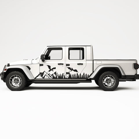 MOUNTAINS AND DRAGONS SIDE GRAPHIC DECAL FITS JEEP GLADIATOR