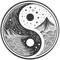 MOUNTAINS AND SEA YING YANG BLACK TIRE COVER