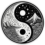 MOUNTAINS AND SEA YING YANG PEARL  WHITE CARBON FIBER TIRE COVER