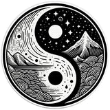 MOUNTAINS AND SEA YING YANG PEARL  WHITE CARBON FIBER TIRE COVER