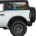 MOUNTAINS RANGE LAKE LANDSCAPE QUARTER WINDOW DECAL FITS 2021+ FORD BRONCO 2 DOOR HARD TOP
