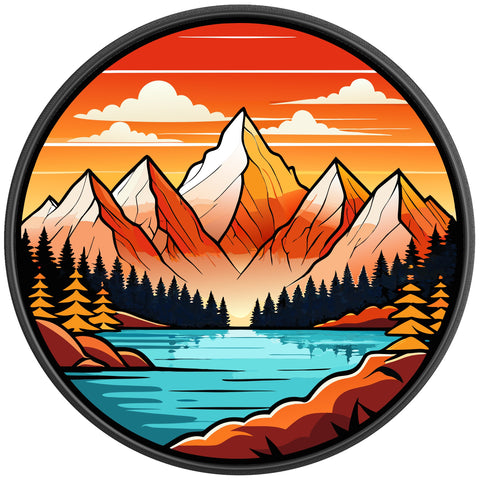 MOUNTAIN LANDSCAPE BLACK CARBON FIBER TIRE COVER