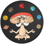 MUSHROOM YOGI PLANETS BLACK TIRE COVER