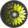 MYSTICAL BUTTERFLY SUNFLOWER PEARL  WHITE CARBON FIBER TIRE COVER