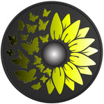 MYSTICAL BUTTERFLY SUNFLOWER BLACK TIRE COVER