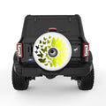 MYSTICAL BUTTERFLY SUNFLOWER WHITE TIRE COVER