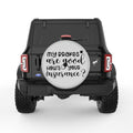 MY BREAKS ARE GOOD SILVER CARBON FIBER TIRE COVER