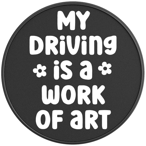 MY DRIVING IS A WORK OF ART PEARL  WHITE CARBON FIBER TIRE COVER