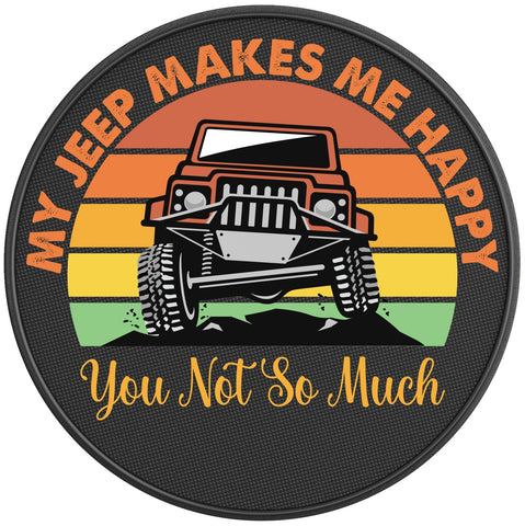 MY JEEP MAKES ME HAPPY PEARL  WHITE CARBON FIBER TIRE COVER