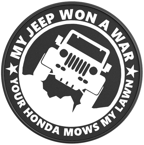 MY JEEP WON A WAR PEARL  WHITE CARBON FIBER TIRE COVER