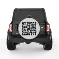 MY TUMMY HURTS SILVER CARBON FIBER TIRE COVER