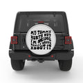 MY TUMMY HURTS SILVER CARBON FIBER TIRE COVER