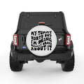 MY TUMMY HURTS PEARL  WHITE CARBON FIBER TIRE COVER