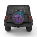MERMAID COLORED TURTLE WITH SEA SHELLS BLACK CARBON FIBER TIRE COVER