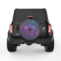 MERMAID COLORED TURTLE WITH SEA SHELLS BLACK CARBON FIBER TIRE COVER