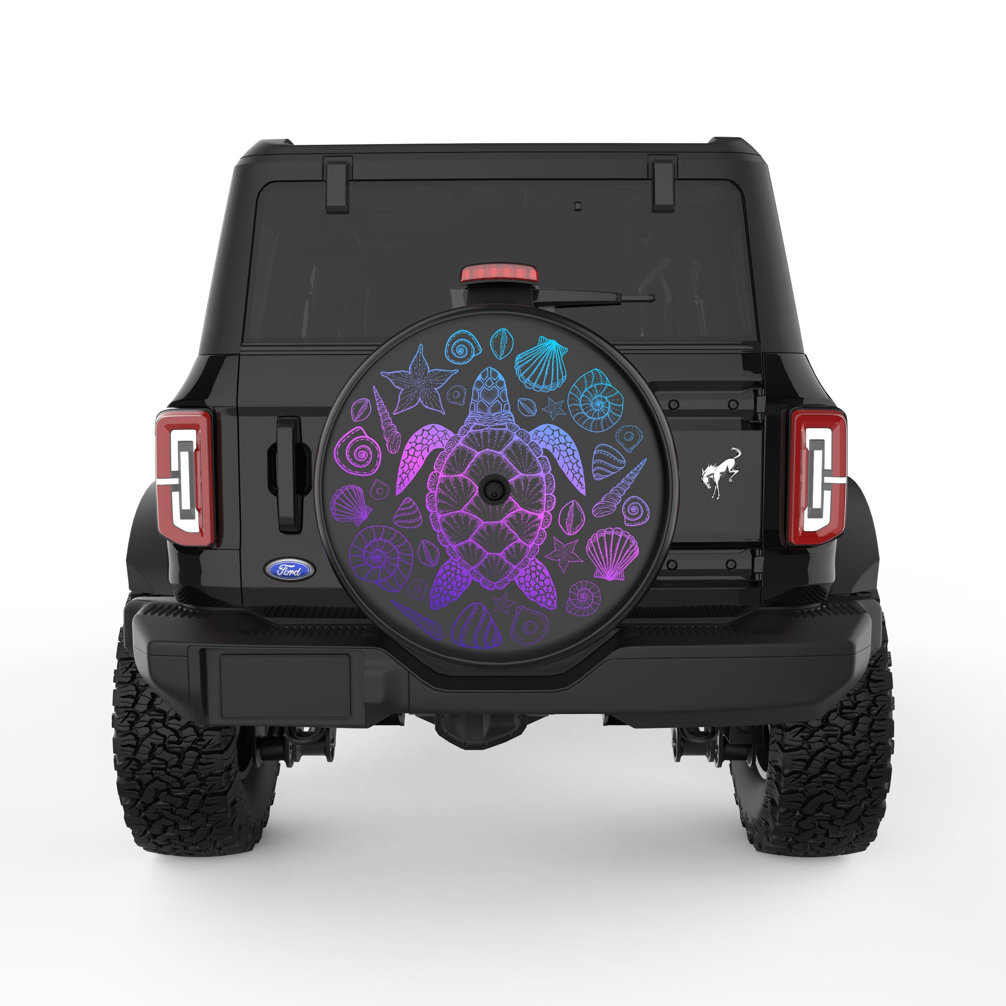 Mermaid Colored Turtle With Sea Shells Tire Cover For Ford Bronco| Four ...