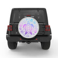 MERMAID COLORED TURTLE WITH SEA SHELLS BLACK TIRE COVER