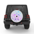 MERMAID COLORED TURTLE WITH SEA SHELLS SILVER CARBON FIBER TIRE COVER