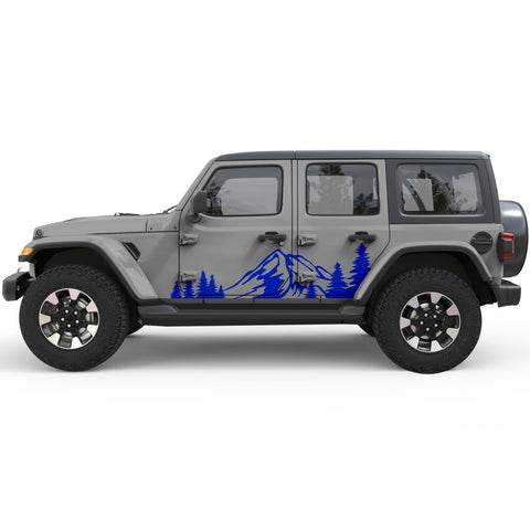 MOUNTAINS AND FOREST SIDE GRAPHIC DECAL FITS 2018+ JEEP WRANGLER 4 DOOR JLU