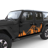MOUNTAINS AND FOREST BODY GRAPHIC DECAL FITS 2018+ JEEP WRANGLER 4 DOOR JLU