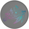 NEON FLOWER TURTLE SILVER CARBON FIBER TIRE COVER