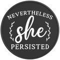 NEVERTHELESS SHE PERSISTED PEARL  WHITE CARBON FIBER TIRE COVER