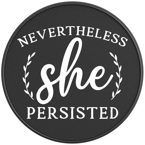 NEVERTHELESS SHE PERSISTED PEARL  WHITE CARBON FIBER TIRE COVER