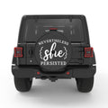 NEVERTHELESS SHE PERSISTED BLACK CARBON FIBER TIRE COVER