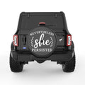NEVERTHELESS SHE PERSISTED BLACK CARBON FIBER TIRE COVER