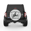 NEVERTHELESS SHE PERSISTED SILVER CARBON FIBER TIRE COVER