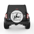 NEVERTHELESS SHE PERSISTED PEARL  WHITE CARBON FIBER TIRE COVER