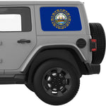 NEW HAMPSHIRE STATE FLAG QUARTER WINDOW DECAL FITS 2018+ JEEP WRANGLER 4 DOOR HARD TOP JLU