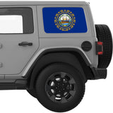 NEW HAMPSHIRE STATE FLAG QUARTER WINDOW DECAL FITS 2018+ JEEP WRANGLER 4 DOOR HARD TOP JLU