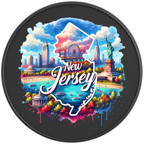 NEW JERSEY BLACK CARBON FIBER TIRE COVER