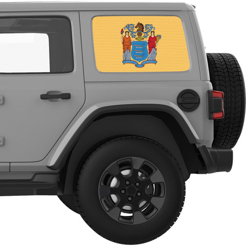 NEW JERSEY STATE FLAG QUARTER WINDOW DECAL FITS 2018+ JEEP WRANGLER 4 DOOR HARD TOP JLU