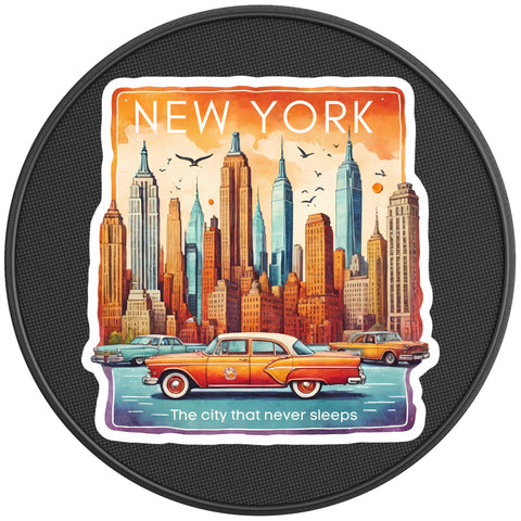 NEW YORK BLACK CARBON FIBER TIRE COVER