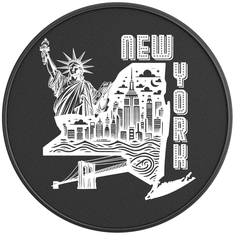 NEW YORK COMPILATION PEARL  WHITE CARBON FIBER TIRE COVER