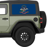NORTH DAKOTA STATE FLAG QUARTER WINDOW DECAL FITS 2018+ JEEP WRANGLER 2 DOOR HARD TOP JL