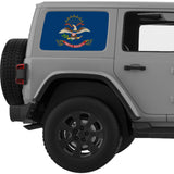 NORTH DAKOTA STATE FLAG QUARTER WINDOW DECAL FITS 2011-2018 JEEP WRANGLER 4 DOOR HARD TOP JKU