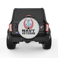 NAVY VETERAN ANCHOR SILVER CARBON FIBER TIRE COVER