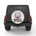 NAVY VETERAN ANCHOR SILVER CARBON FIBER TIRE COVER