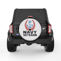 NAVY VETERAN ANCHOR PEARL  WHITE CARBON FIBER TIRE COVER