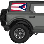 OHIO STATE FLAG QUARTER WINDOW DECAL FITS 2021+ FORD BRONCO 4 DOOR HARD TOP