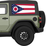 OHIO STATE FLAG QUARTER WINDOW DECAL FITS 2018+ JEEP WRANGLER 2 DOOR HARD TOP JL