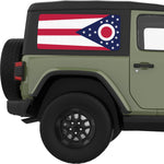 OHIO STATE FLAG QUARTER WINDOW DECAL FITS 2011-2018 JEEP WRANGLER 2 DOOR HARD TOP JK