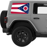 OHIO STATE FLAG QUARTER WINDOW DECAL FITS 2011-2018 JEEP WRANGLER 4 DOOR HARD TOP JKU