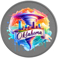 OKLAHOMA SILVER CARBON FIBER TIRE COVER