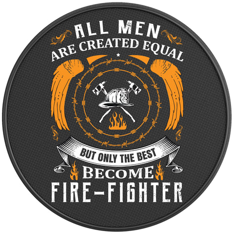 ONLY THE FINEST BECOME FIREFIGHTERS PEARL  WHITE CARBON FIBER TIRE COVER